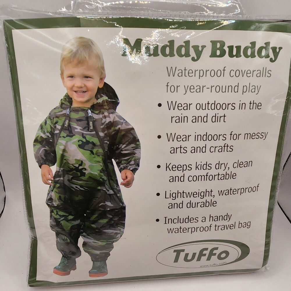 Tuffo Muddy Buddy Camo Hooded Rain Suit Waterproof One Piece Coverall 5T New